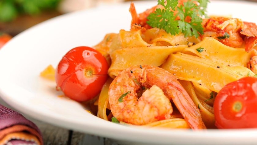 Pasta con gamberoni