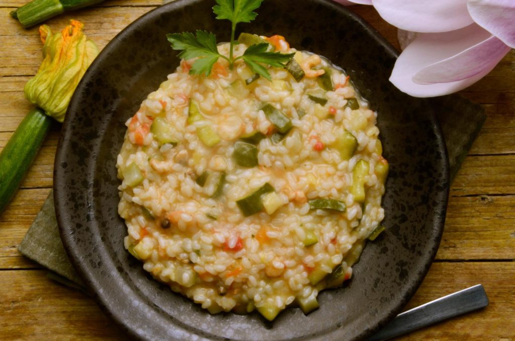 Risotto gamberetti e zucchine