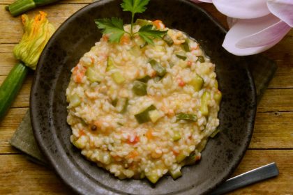 Risotto gamberetti e zucchine