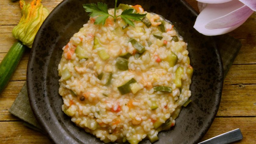 Risotto gamberetti e zucchine